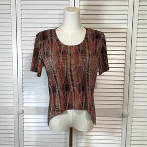 Connected Apparel Y2K Retro Artistic Textured Scoop Neck Blouse 4P